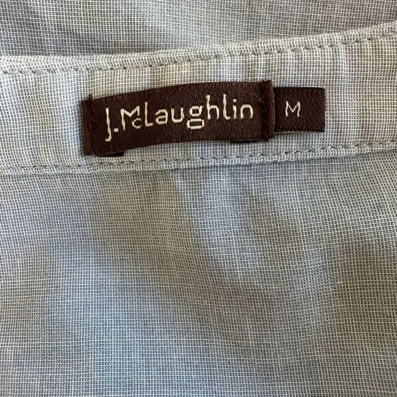 J. MCLAUGHLIN Women's Cotton Long Sleeve Popover Tunic Blouse Blue Size Medium - Picture 2 of 9